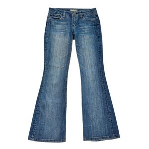 REFUGE Denim Blue Flared Boot Leg Jeans Stretch Mid-rise Sz 5R EUC